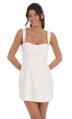 Jacquard Corset A-Line Dress in White
