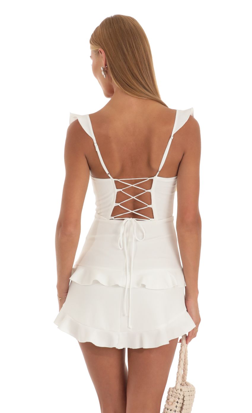 Ruffle Corset Dress in White