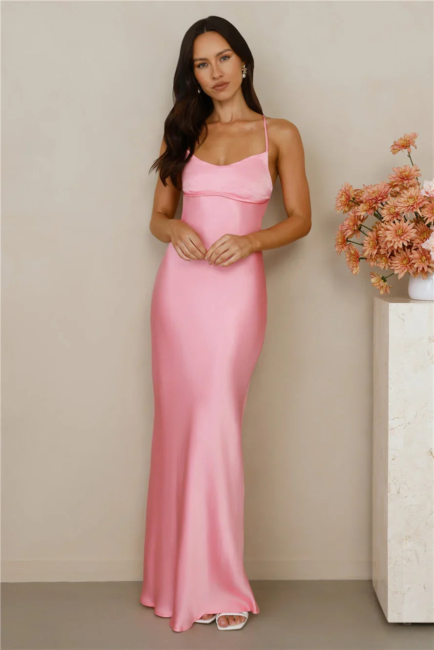 The Samara Satin Maxi Dress Candy