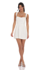 Jacquard Corset A-Line Dress in White